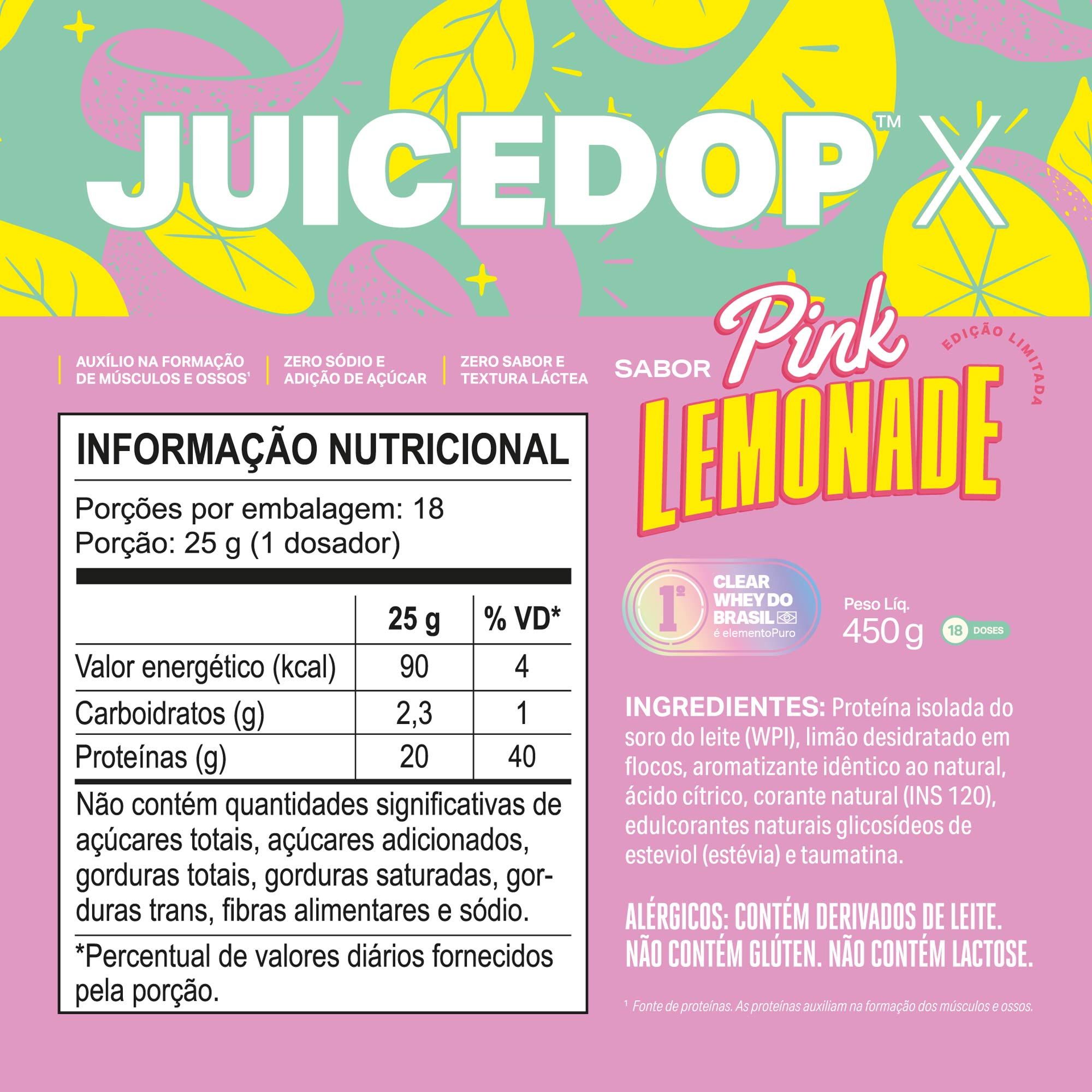 JUICEDOP Clear Whey Protein Pink Lemonade 450g