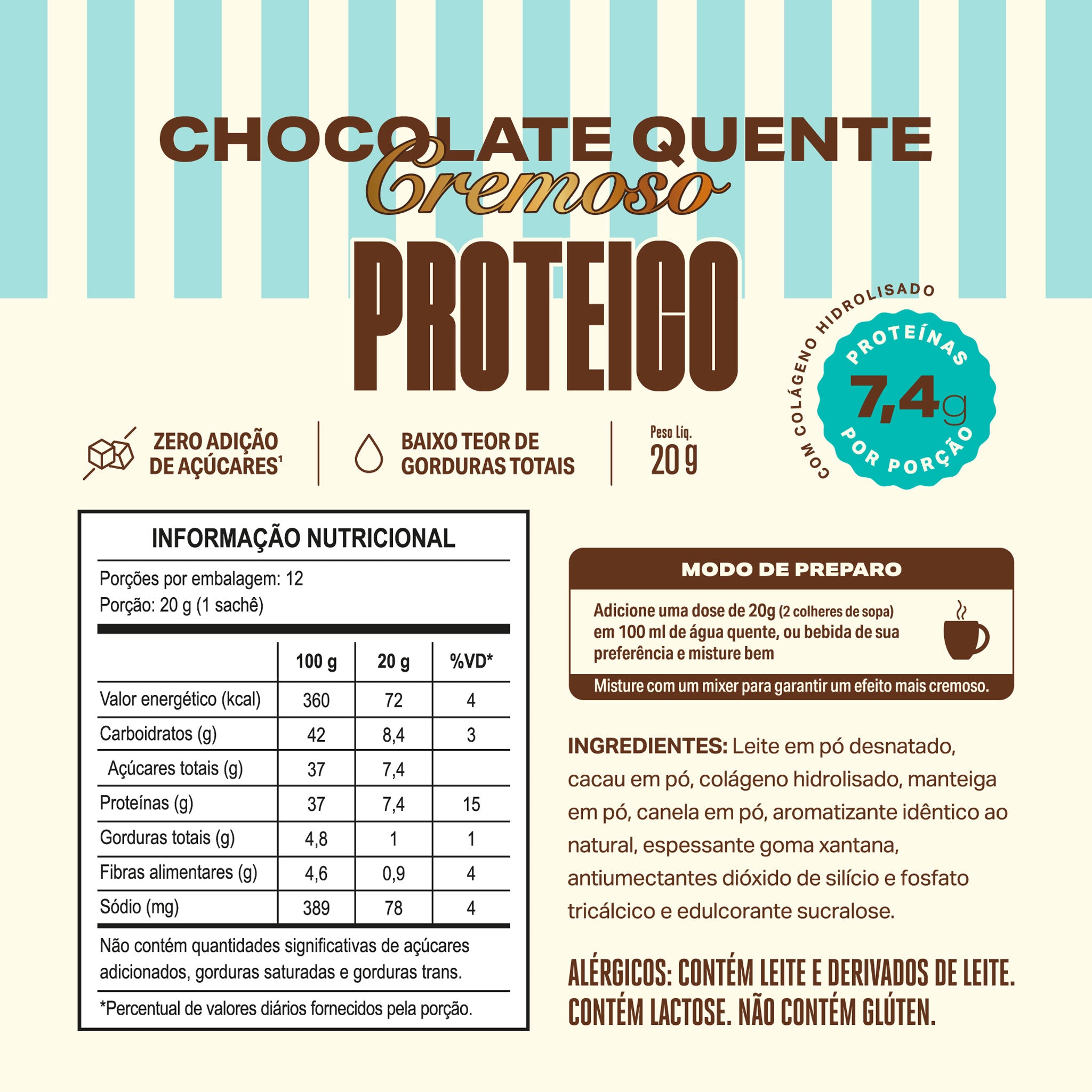 Chocolate Quente Cremoso Proteico Display 240g